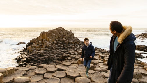 Visitors at the Giant's Causeway, County Antrim, Northern Ireland